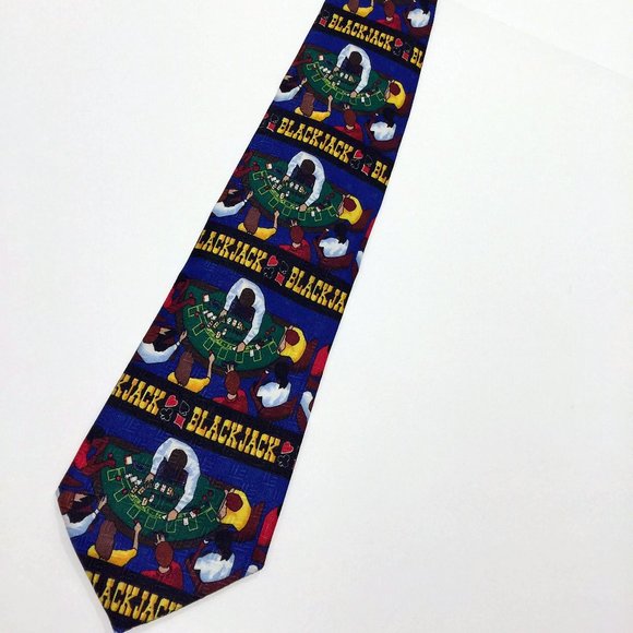 Vintage Ralph Marlin Blackjack Casino Gambling Neck Tie 90s - Picture 4 of 11